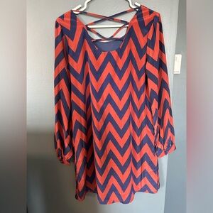 Mini long sleeve chevron dress